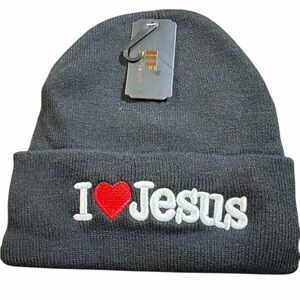 Black 'I Love Jesus' Beanie